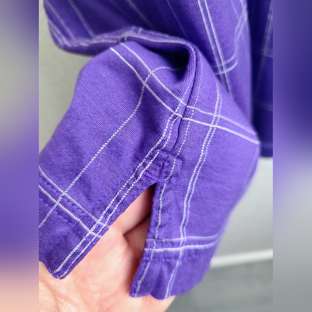2X Jos A Bank Golf Polo Shirt Men's Deep Purple Plaid Cotton Short Sleeve XXL - Picture 3 of 7